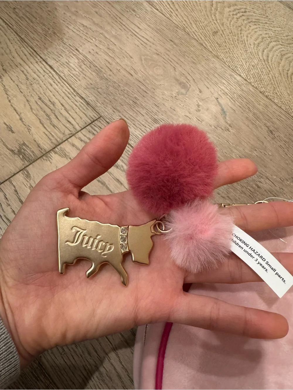 Juicy Couture Pink Velour Backpack Dog Crest Pom Pom Y2K Bag